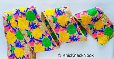Brown Fabric In Green, Yellow, Blue